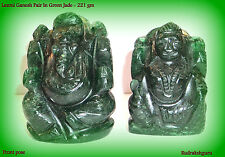 Divine Pair Of Laxmi Ganesha In Natural Green Jade  - 221 gm  picture