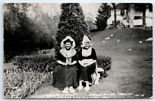 Postcard MI RPPC Holland Tulip Time B&W Photo Two Women In Costume G9 picture