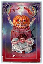 1912 Halloween Children Pumpkin Crescent Moon Nash Montgomery Iowa IA Postcard picture