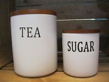 THRESHOLD TARGET Cannister Set of 2 TEA & SUGAR Ceramic Container FARMHOUSE NWOT picture