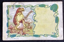 1907 Vintage Postcard Of Frog Toad On Mushroom Cap Antique UDB picture