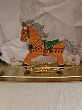 2 Wooden Rocking Horse Ornaments Vintage picture