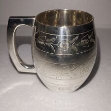 Vintage Silver Plated Elegant Floral Barrel Mug In Box  E.P.N.S picture
