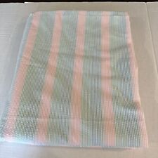 Vintage Pastel Striped White Green Pink Blue Seersucker Cotton Fabric by yard picture