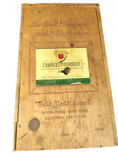 Antique vintage CHARLES FOURNIER BRUT CHAMPAGNE WINE 2 Bottle Wood Jointed Crate picture