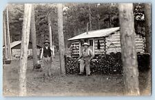 Tomahawk Wisconsin WI Postcard RPPC Photo Hunting Fishing Cabin Log Cabin c1910s picture