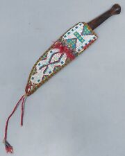 Antique Plains Native American Knife and Beaded Leather Sheath picture