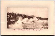 1912 Surf Scene Boulevard From Lynn Swampscott Massachusetts MA Posted Postcard picture