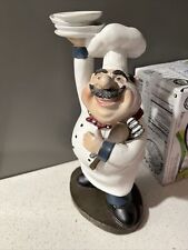 Vintage Italian Chef Figurine Statue Sculpture Holding 4 Plates, CLEARANCE picture