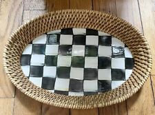 Mackenzie Childs Courtly Check Rattan Oval Serving Tray Vanity Basket 10.5 x 7.5 picture