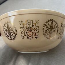 Vintage Pyrex 404 Tan Gold Hex Signs 4 qt promotional mixing bowl 1958-60 NICE picture