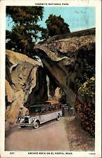 C. 1929 Arched Rock El Portal Road Yosemite Wyo. VTG  Postcard Tour Bus picture