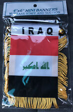 Iraq 4 X 6” MINI BANNER FLAG CAR WINDOW MIRROR HANGING W Suction picture