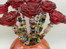 Forever roses 12 beautiful red crystal roses on an Glass beaded stem picture