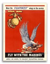 “Wear the Fightin’est Wings” Vintage Style 1942 WW2 Marines Poster - 24x32 picture
