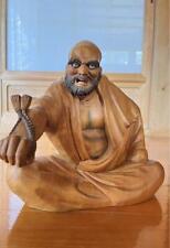 Buddhist statue Wood carving Daruma STATUE sculpture Ornament Figurine picture