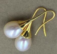 11-13MM HUGE south sea pearl earrings 18K GOLD earbob    bead teardrop picture