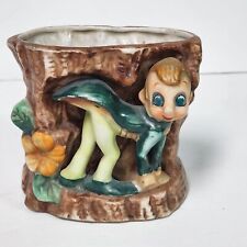 Vtg Acme China Pixie Elf Jiminy Cricket In Tree Figure Planter Made In Japan MCM picture