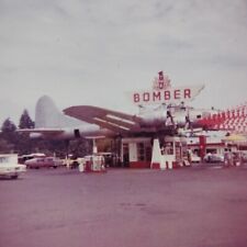 Vintage Real Photo ~ 1960s BOMBER Airplane Cafe Drive-In w/ Cars   ~ 3.5