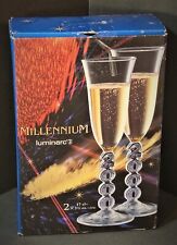 1999 Vintage Y2K Luminarc Millenium Champagne Flutes Year 2000 Stem ware picture