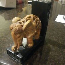 Jali Elephant Bookend, Carved Painted Elephant Jali Sculpture, Beautiful Floral picture