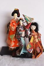 Lot of 3 Vintage Gofun Asian Japanese Geisha Doll Figures 9