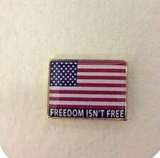 FREEDOM ISN'T FREE AMERICAN FLAG LAPEL PIN MADE IN USA Hat Tie Tack  Pinback  picture