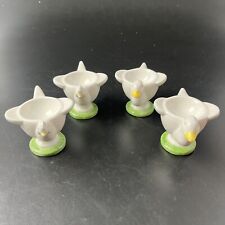 Set of 4 Lillian Vernon Taiwan Ceramic Duck & Chicken Easter Egg Cup Farmhouse picture