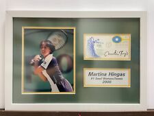 Framed tennis photo of Martina Hingas with signed 1974first day issue postcard.  picture