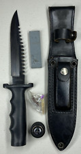 Vintage Taylor Seto Japan Hollow Handle Survival Fighting Knife & Leather Sheath picture