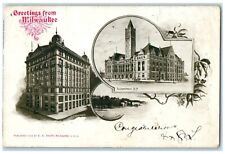 1903 Greetings From Milwaukee Wisconsin Posted Vintage Antique Souvenir Postcard picture