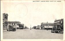 Vintage Postcard Main Street facing North Scott City KS Kansas 1931        J-390 picture
