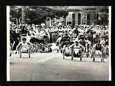 1980 Boston Marathon Wheelchair Racers Starting Line Collision Fall Press Photo picture