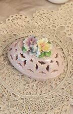 Beautiful Iridescent Floral Pink Egg Trinket Box / Coquette /Victorian  picture