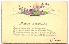 Vintage Mothers Day Card Mom Understands Say What We Mean Simple Grand 1920s 30s picture
