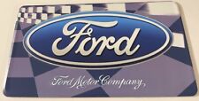Vintage Ford Motorsport Booster License Plate Blue Oval Racing Checkered Flags picture