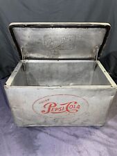 Rare Vintage 1950s Pepsi Cola Aluminum Cooler/Ice Chest Collectible Piece picture