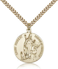 Saint Hubert Of Liege Medal For Men - Gold Filled Necklace On 24 Chain - 30 ... picture