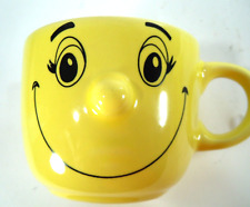 Mug Cup Vintage Smiley Face 3D nose Good Morning on Inside Yellow Ceramic picture