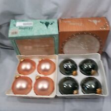 8 Vintage Christmas by Krebs Large Ornaments Boxed 4 Pink 4 Green Made in USA picture