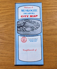 Muskogee Oklahoma Map Vintage City Town Road Street State Travel Highway Parks picture