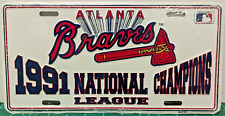 Atlanta Braves 1991 National Champions League Booster License Plate New Sealed picture