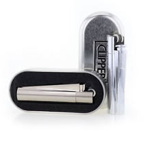 1 x Full Size Refillable Metal Clipper Lighter Brushed Silver with Gift Box picture