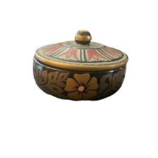 Handmade In Colombia- Wooden, Lidded Trinket Box- Hand Painted Folk Art picture