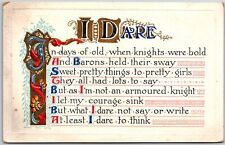 1912 Quotes About The Days Of Old When Knights Were Bold Posted Postcard picture