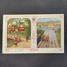 RARE c. 1920s Travel Postcard KYOTO JAPAN BRIDGE AT KANYUBASHI + LAKE BIWA CANAL picture