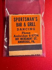 MATCHBOOK - SPORTSMAN'S BAR & GRILL - AMBRIDGE, PA - UNSTRUCK picture