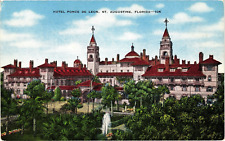 Hotel Ponce de Leon St. Augustine Florida Linen Postcard Unused c1930s picture