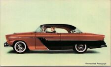 1955 PLYMOUTH BELVEDERE SPORT COUPE Car Adv. Postcard / Garnett, Kansas Cancel picture