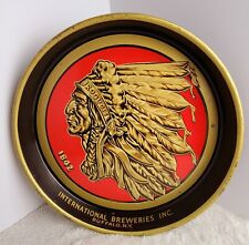 Iroquois Indian Head Beer & Ale Metal Tin Serving Tray Buffalo New York 13
